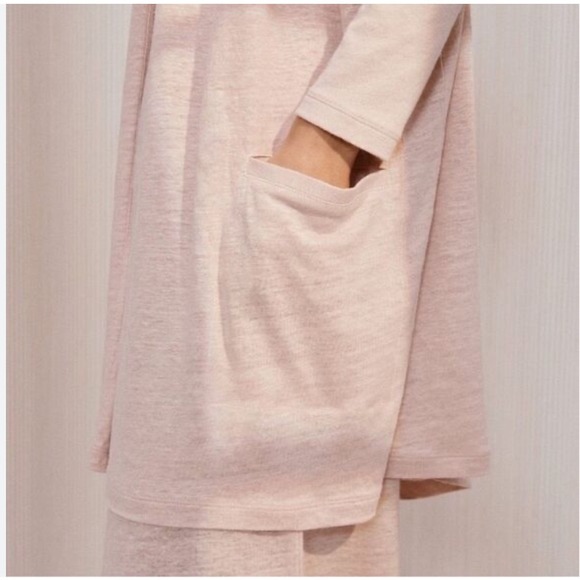 Lunya Linen Knit Dusty Rose Cardigan Open Front OS Lightweight Minimalist Cozy - Picture 3 of 11